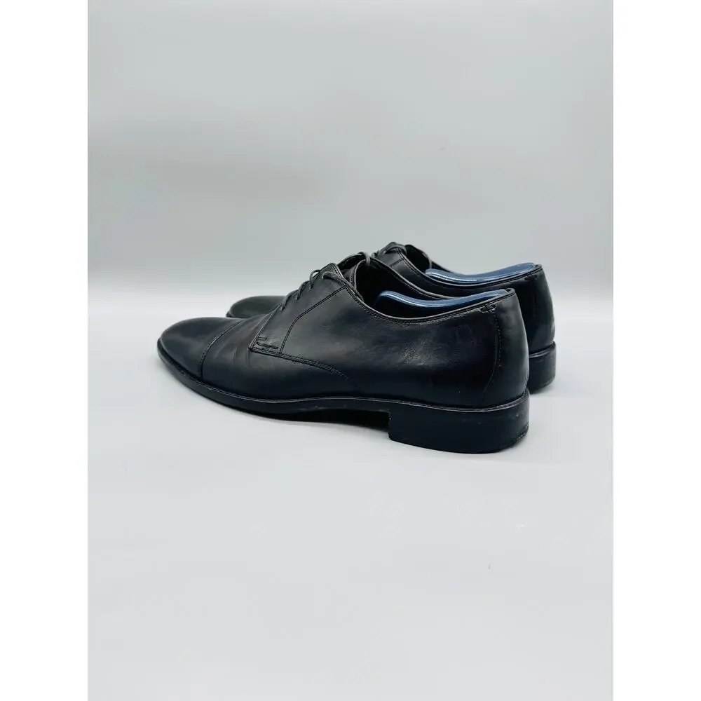 Cole Haan Shoes Mens 9.5 Black Leather Cap Toe Lace Up Derby Oxford Dress Formal